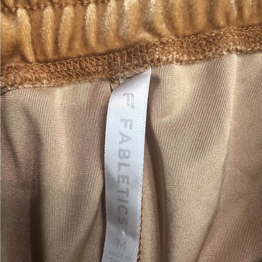 Fabletics velour Joggers Velvet gold lounge pants Drawstring Size Medium - Picture 3 of 5